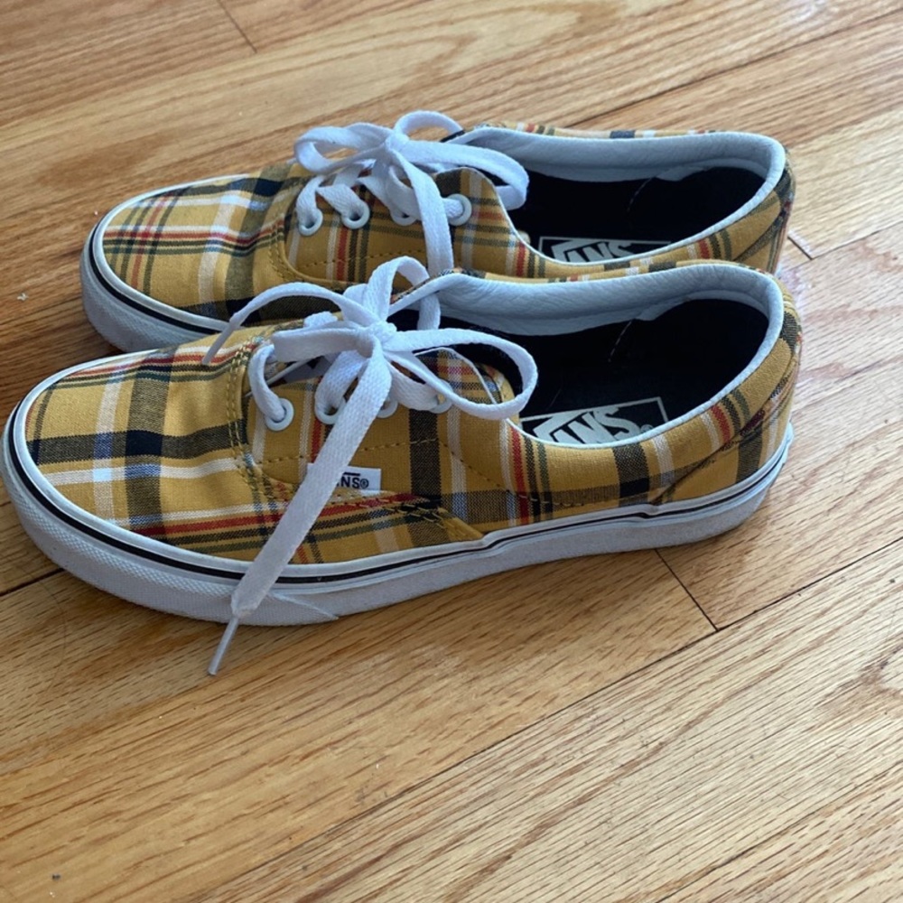 Plaid yellow vans